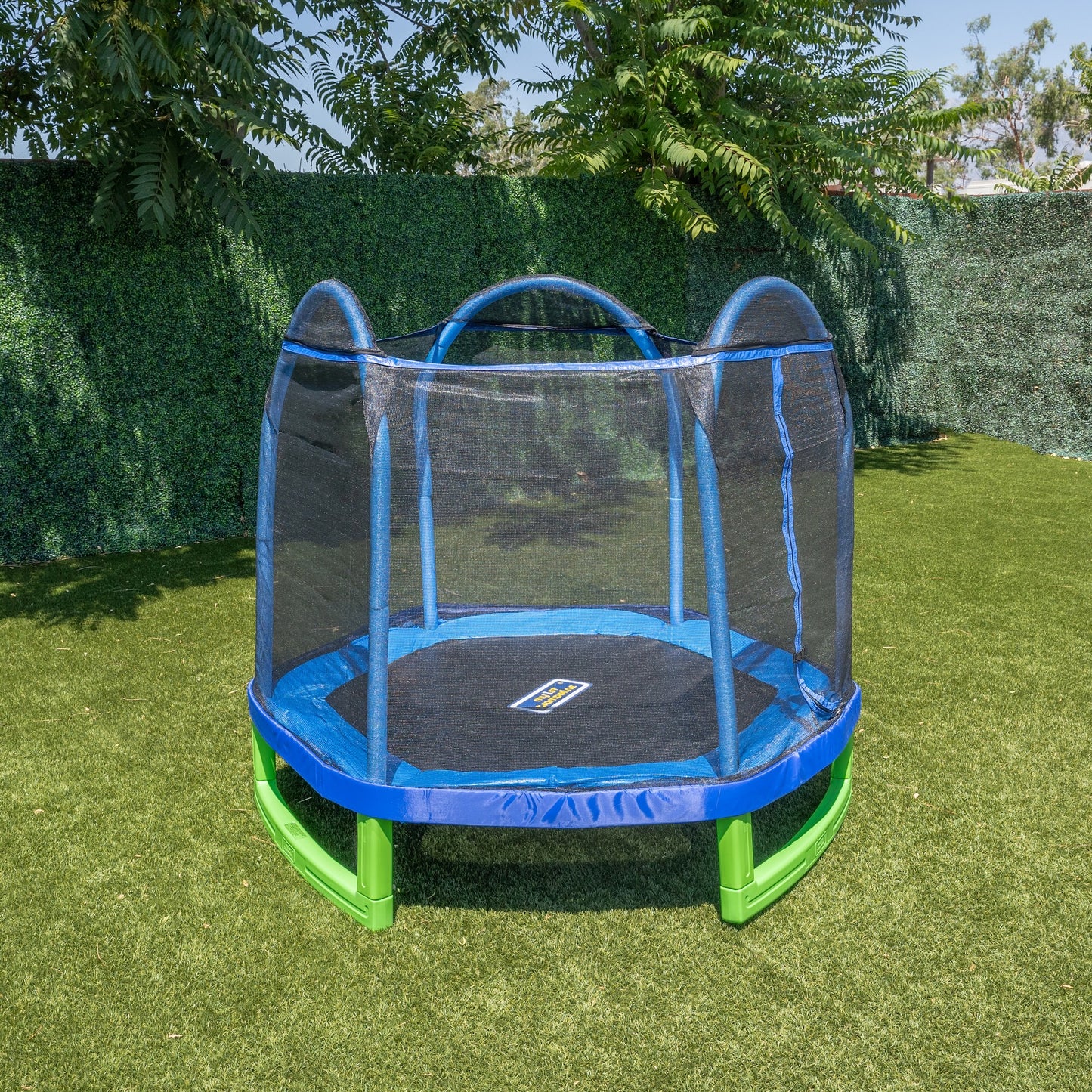 Bounce Pro 7-Foot My First Trampoline Hexagon (Ages 3-10) for Kids, Blue/Green