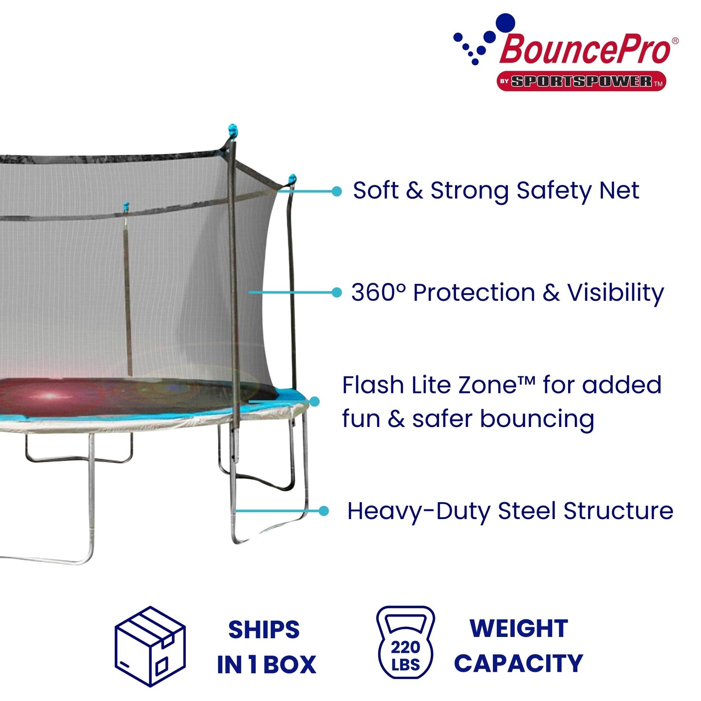 Sportspower Bounce Pro 14ft Trampoline with Flash Lite Zone