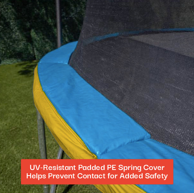 Sportspower Bounce Pro 12ft Multiplay Trampoline & Enclosure with Basketball, Electron Shooter Game, Flash Light Zone Features, Painted Legs & Phone Pouch