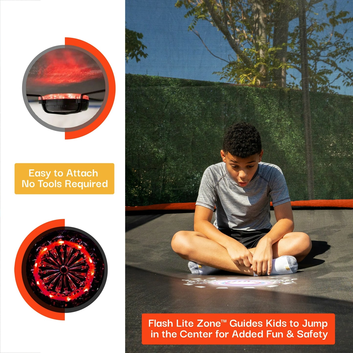 Sportspower Bounce Pro 15ft Trampoline with SteelFlex Enclosure with Fabric Basketball, Phone Pouch, Flashlite Zone game, Electron Shooter, 4 socks & Double Net