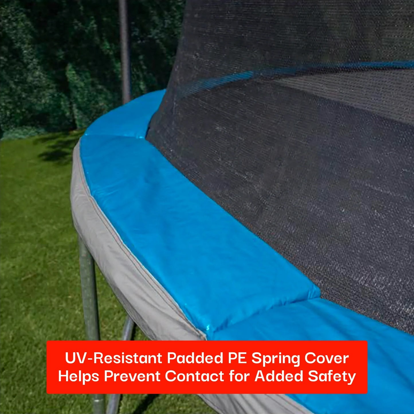 Sportspower Bounce Pro 10’ Round Trampoline with Safety-Enclosure in Blue and Silver