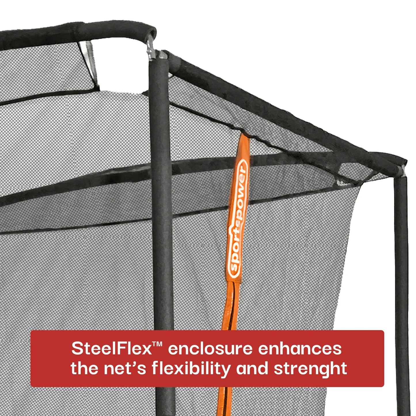 Sportspower Bounce Pro 6x8’ Rectangular Trampoline for Kids 6+ with Safety-Enclosure in Gray and Orange