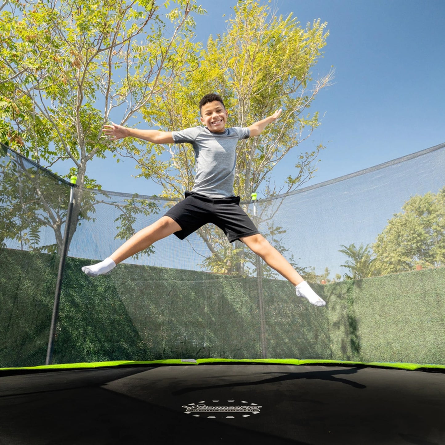 Sportspower Bounce Pro 14' Round Trampoline with Safety Enclosure in Green and Black