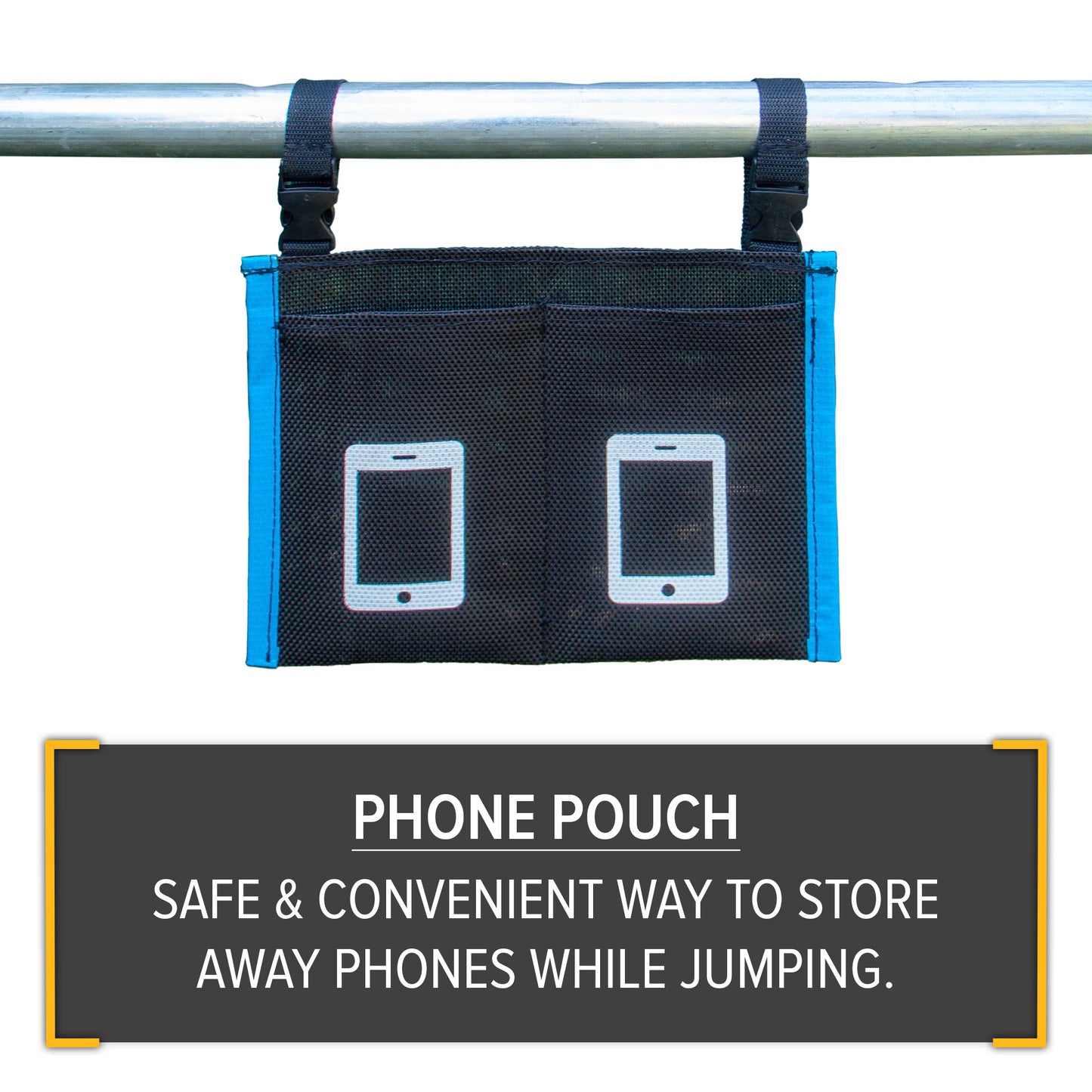 Bounce Pro 15ft Multiplay Trampoline & Enclosure Combo Set with Basketball, ElectronShooter Game, Flash Light Zone, Black Legs & Phone pouch