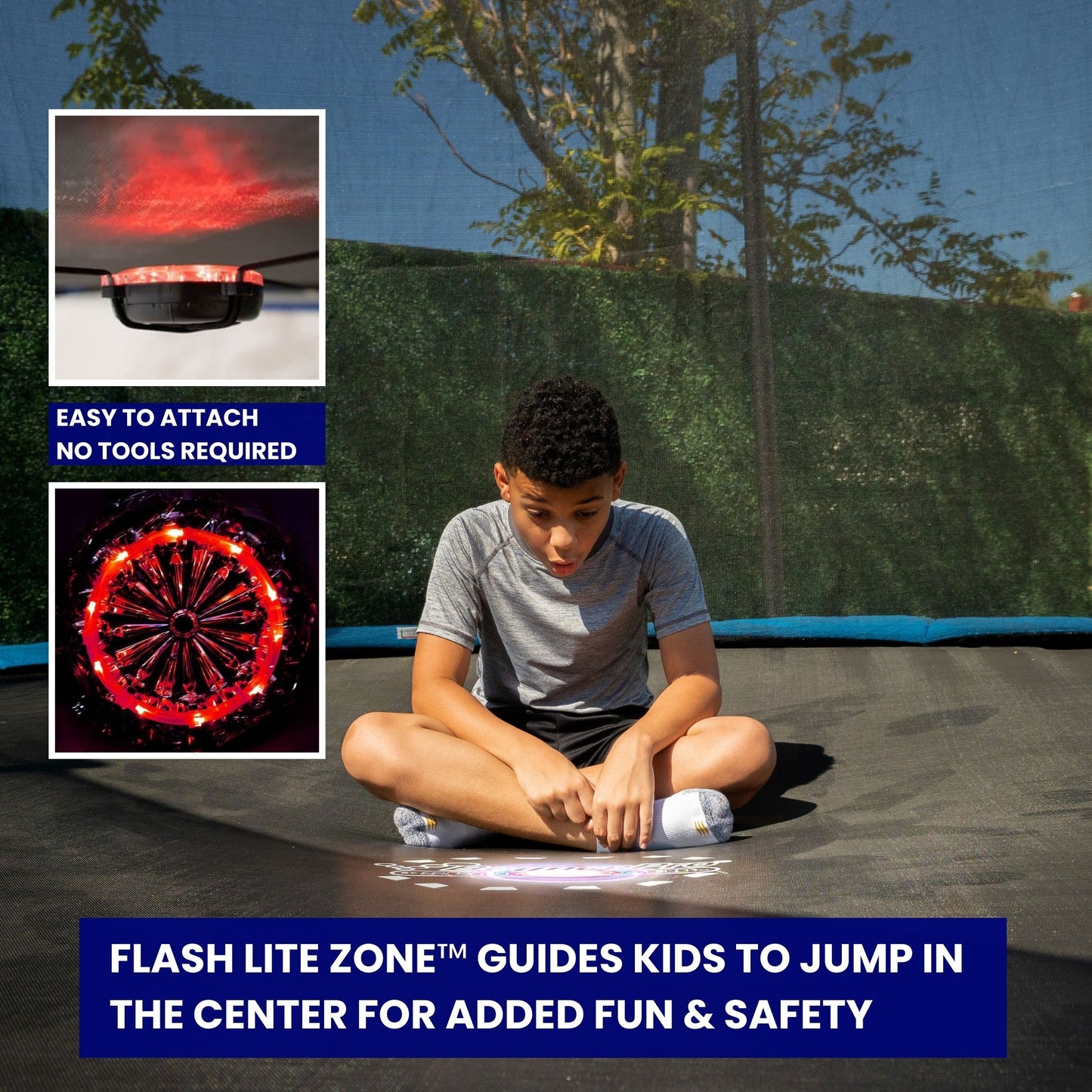 Bounce Pro 14ft Multiplay Trampoline & Enclosure Combo Set with Basketball, Electron Shooter Game, Flash Light Zone Features, Painted Legs & Phone pouch