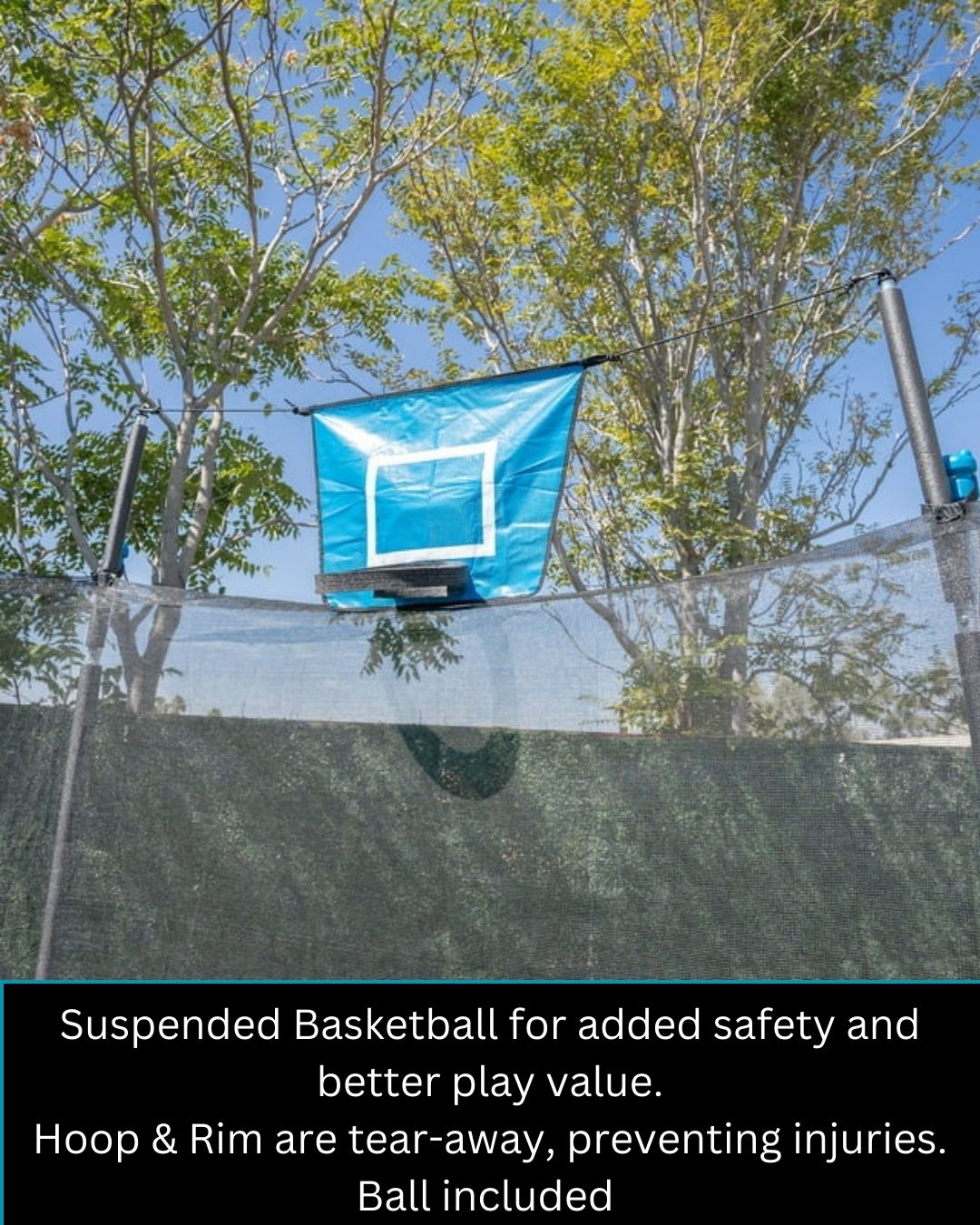 Bounce Pro 15ft Multiplay Trampoline & Enclosure Combo Set with Basketball, ElectronShooter Game, Flash Light Zone, Black Legs & Phone pouch