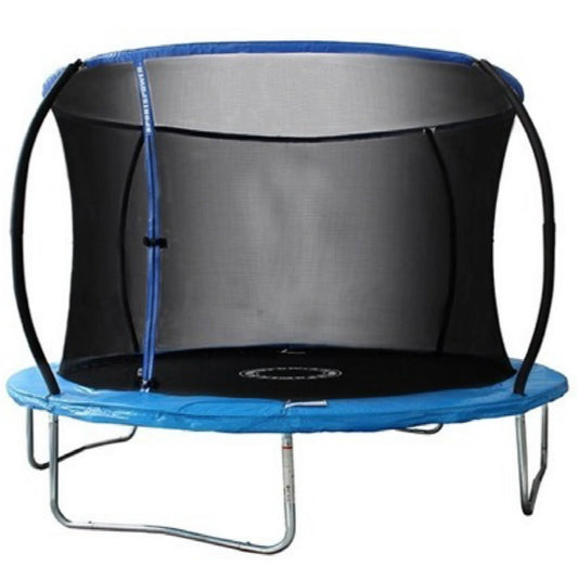 Sportspower Bounce Pro 10’ Round Trampoline with Safety-Enclosure in Blue and Silver
