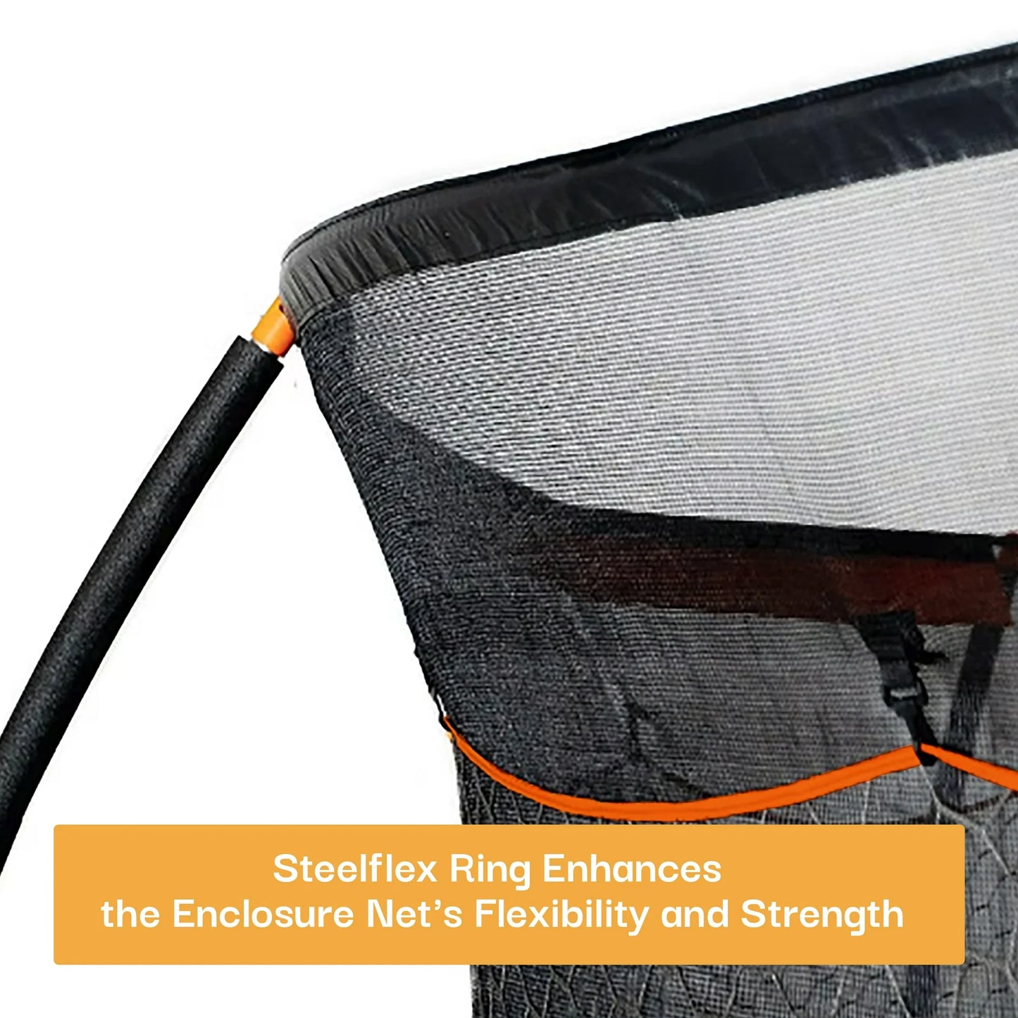 Bounce Pro 14ft Trampoline with SteelFlex Enclosure System, Basketball, Flashlite Zone Game, Electron Shooter, Phone Pouch, 4 socks & Double Net