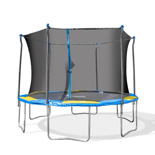Sportspower Bounce Pro 12' Round Trampoline with Safety-Enclosure in Blue and Yellow
