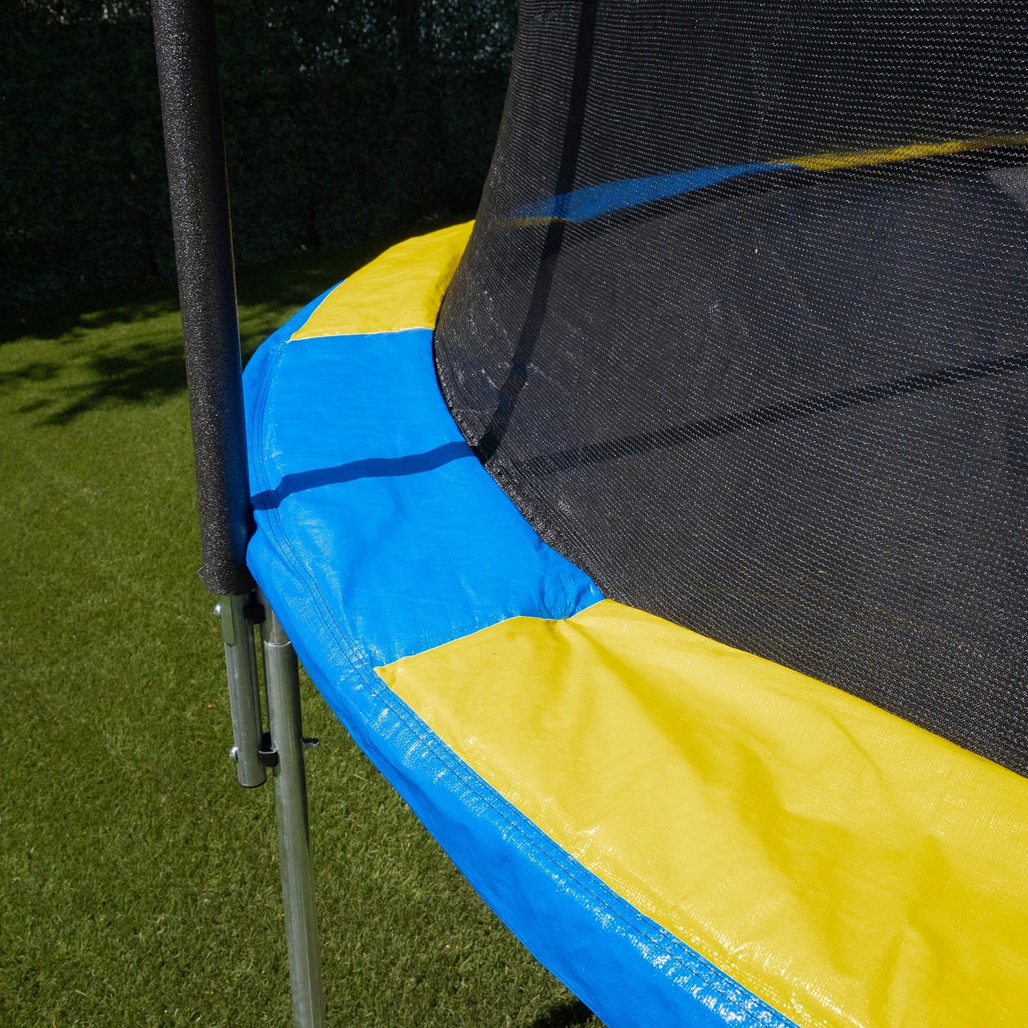 Sportspower Bounce Pro 12' Round Trampoline with Safety-Enclosure in Blue and Yellow